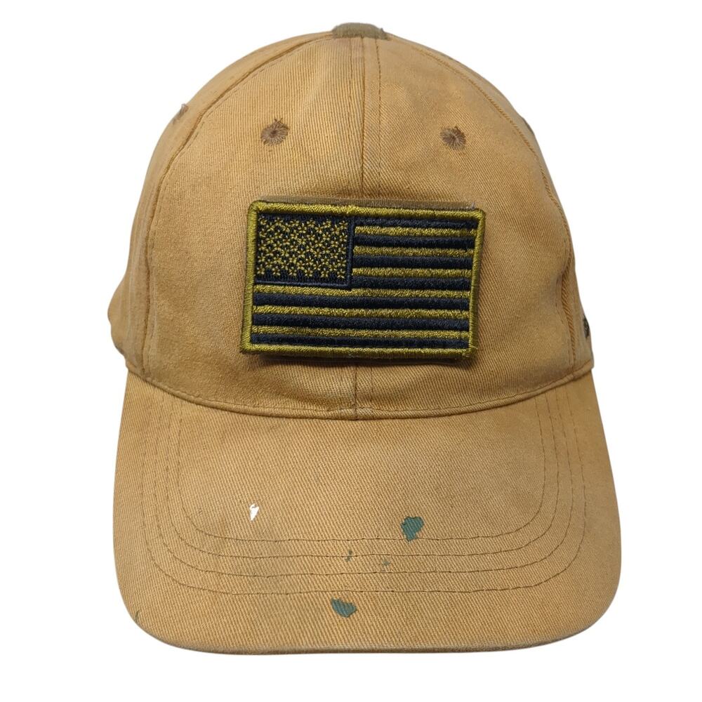 USA Flag Strapback Baseball Cap Brown One Size Adjustable Patriotic Voodoo